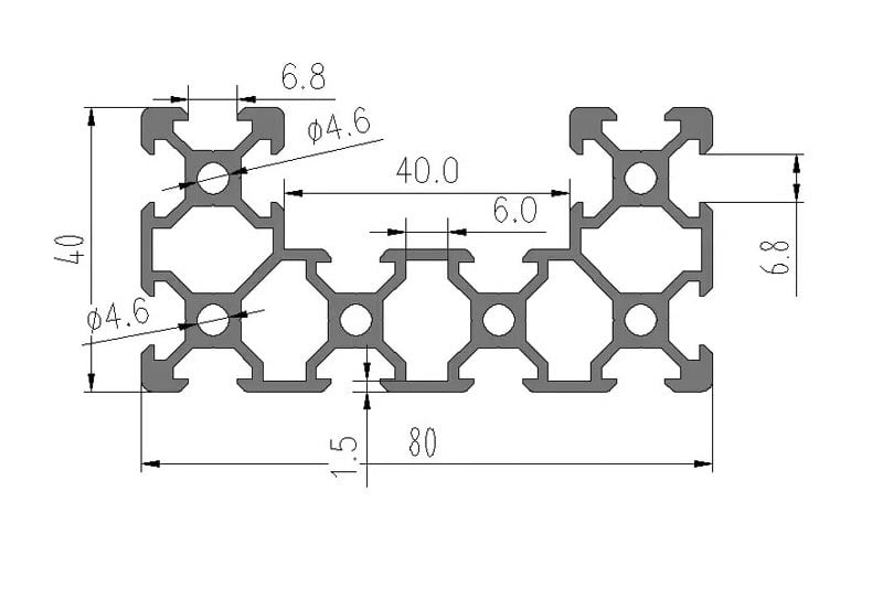aliuminio profilis 40x80 ismatavimai