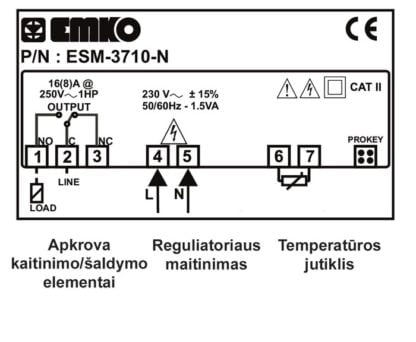Temperatūros reguliatorius ESM-3710-N schema