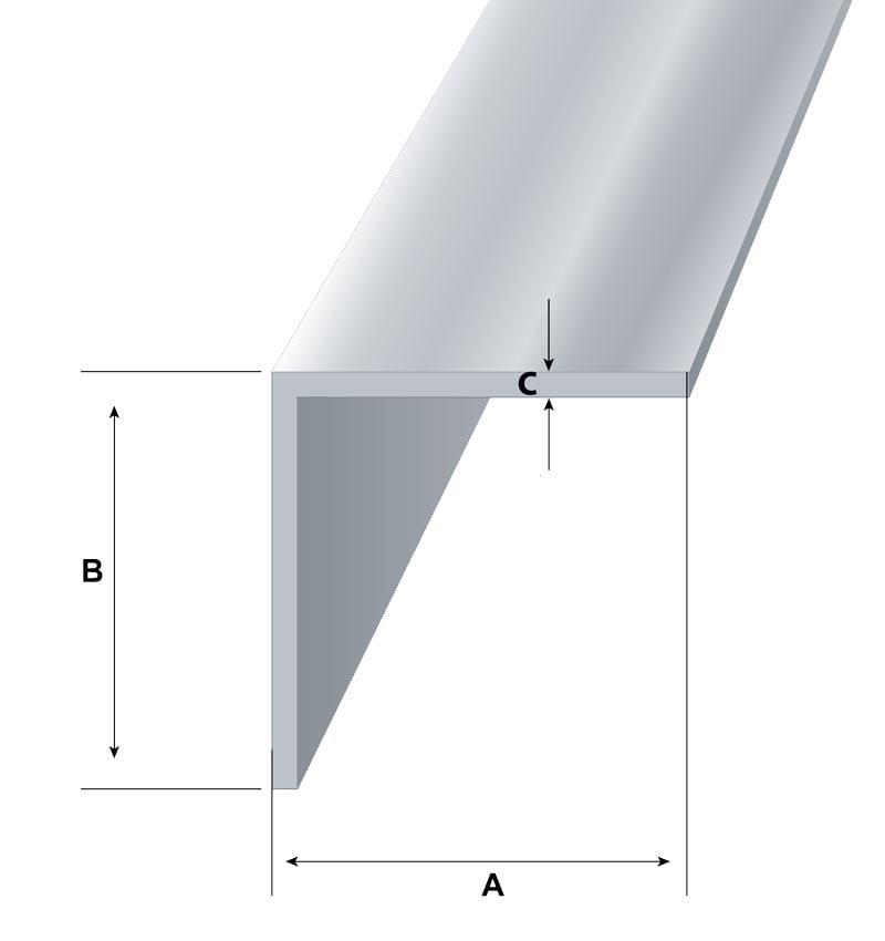 L formos aliuminio kampuotis 20x20x2 išmatavimai