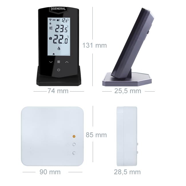 Wifi termostatas Smart 500 išmatavimai