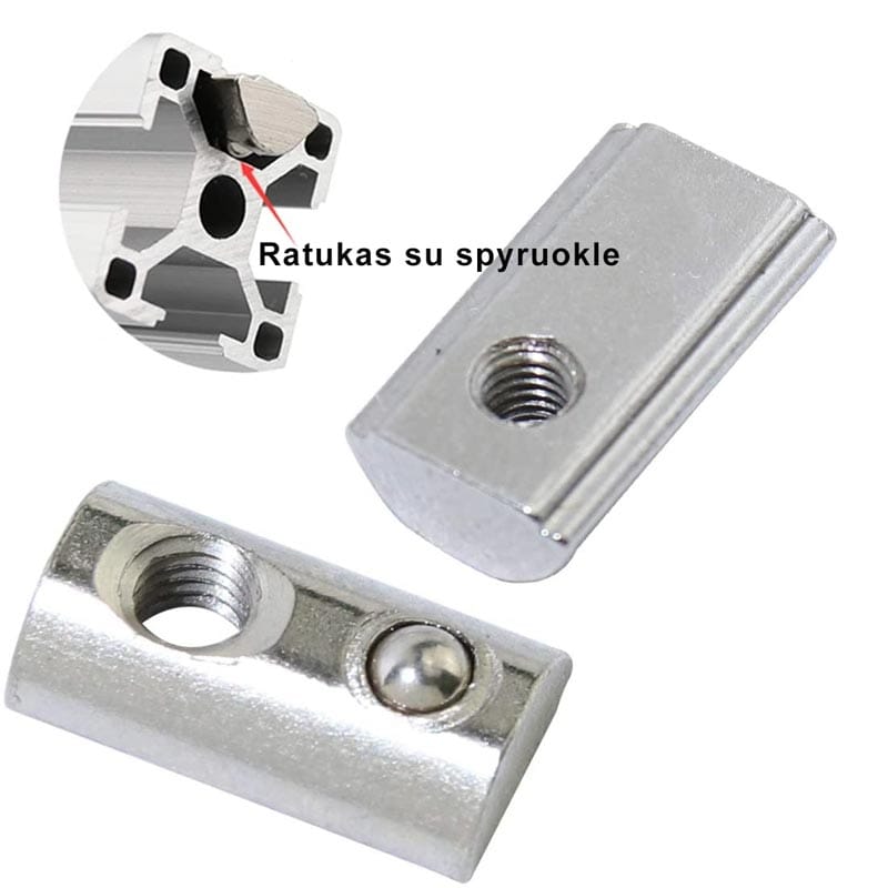 Half round nut veržlės aliuminio profiliams 2
